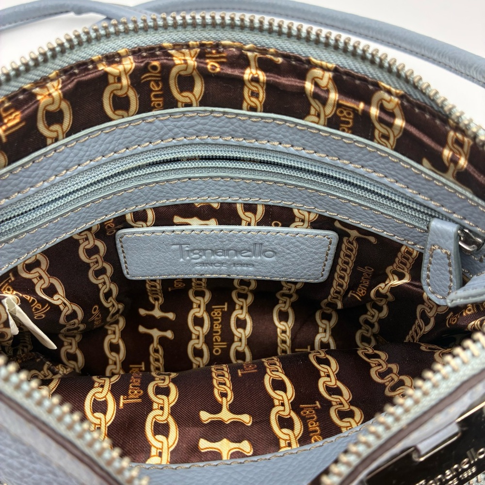 Italian Sky Blue Leather Crossbody Bag - Picture 5 of 8